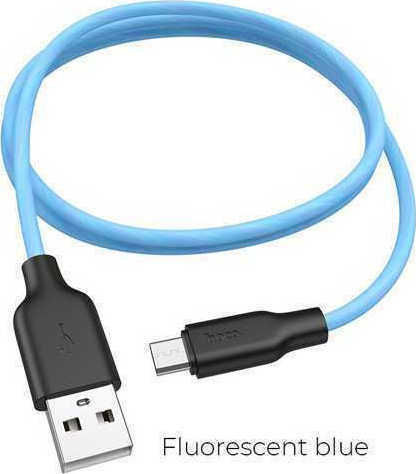 Hoco X21 Plus Braided USB 2.0 spre micro USB Cablu Albastru 0.25m (HOC-X21Pm-BL) 1buc