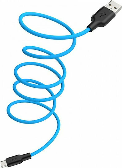 Hoco X21 Plus Braided USB 2.0 spre micro USB Cablu Albastru 0.25m (HOC-X21Pm-BL) 1buc
