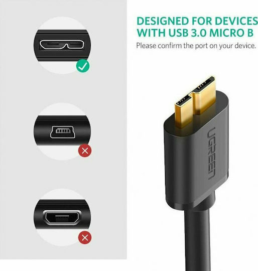 Ugreen Regular USB 3.0 to micro USB Cable Μαύρο 1m (10841)