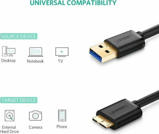 Ugreen Regular USB 3.0 to micro USB Cable Μαύρο 1m (10841)