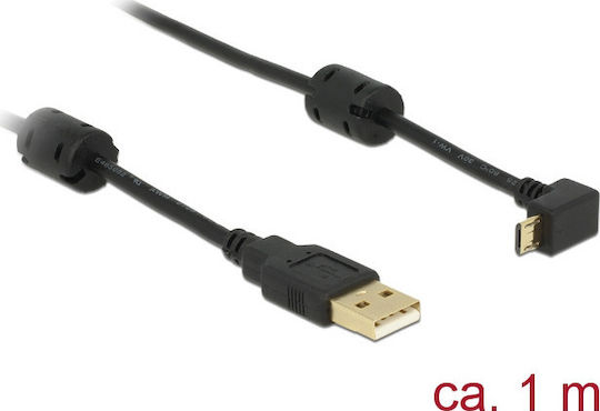 DeLock Ъгъл (90°) USB 2.0 до микро USB кабел Черен 1м (83148) 1бр