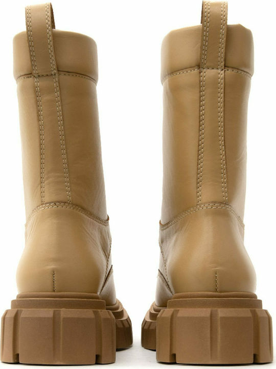 Ghete Dame din Piele Cu Blană Camel