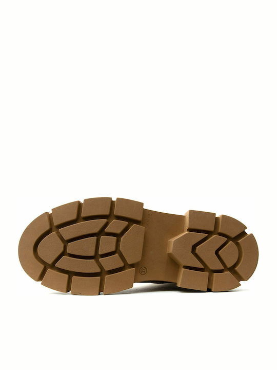 Ghete Dame din Piele Cu Blană Camel