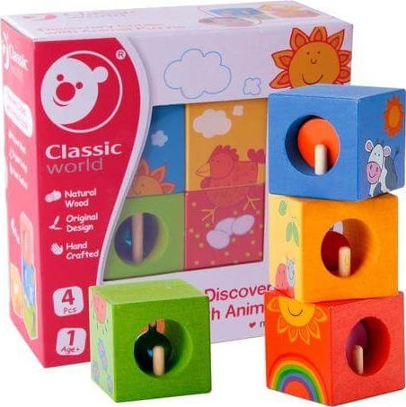 Дървено Детски Пъзел Животни за 1+ Години 4бр Classic World