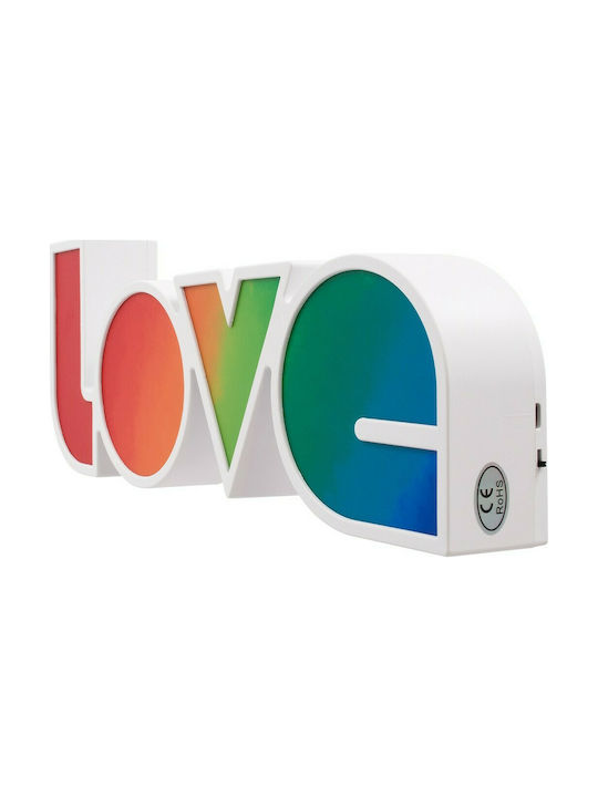 GloboStar Διακοσμητικό Φωτιστικό Rainbow LED Ψυχρό Λευκό 6000K Love 37εκ.