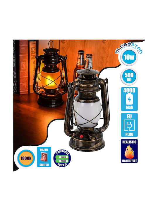 GloboStar Flame Effect Decorative Lamp Lattern LED Battery Bronze