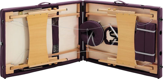 vidaXL Wooden Portable/Folding Burgundy Massage and Physiotherapy Bed 191x70cm 3 Positions