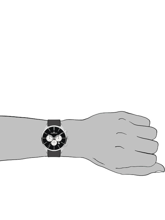 Jacques Lemans Liverpool Ανδρικό Ρολόι 44mm Χρονογράφος Μπαταρίας με Καφέ Δερμάτινο Λουράκι