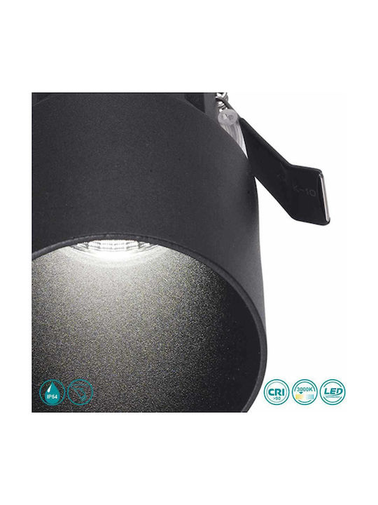 Gea Luce Faye Round Metallic Recessed Spot with Integrated LED and Warm White Light Black 7x7cm. 1pcs