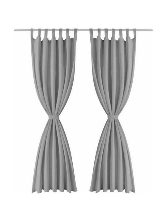 vidaXL Curtain with Tab Top Microsatin Grey 140x225cm