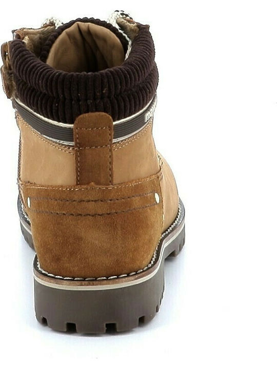 Leather Kids Snow Boots with Laces Yellow