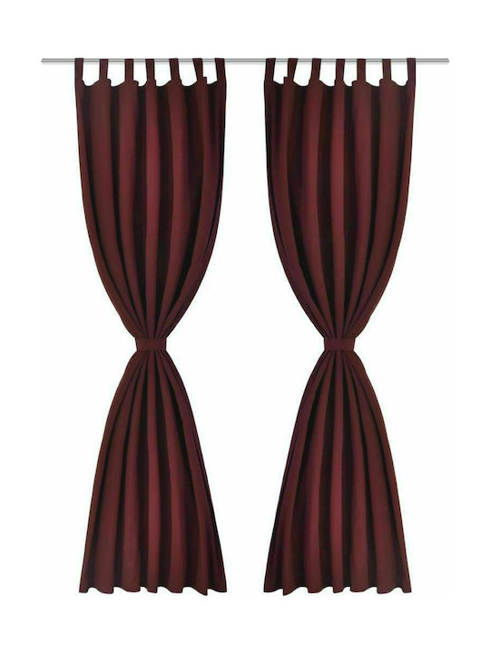 vidaXL Curtain with Tab Top Microsatin Bordeaux 140x245cm