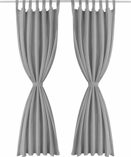 vidaXL Κουρτίνα με Τιράντες Microsatin Γκρι 140x245εκ.