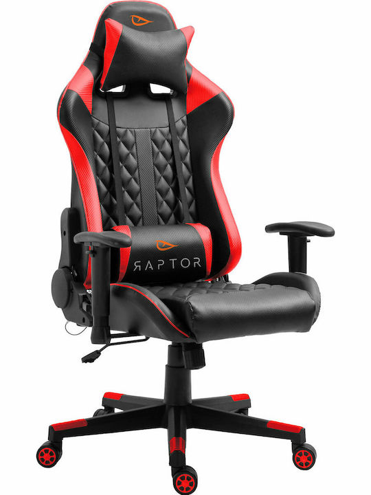 Raptor Spectre Artificial Leather Gaming Chair with Adjustable Arms and Footrest Red