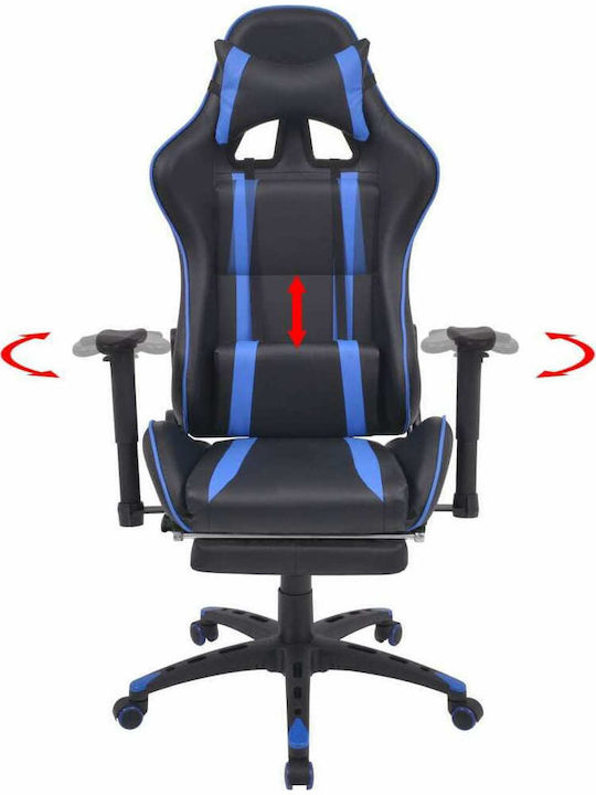 vidaXL Racing Artificial Leather Gaming Chair with Adjustable Arms and Footrest Blue