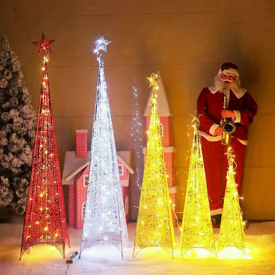 Φωτιζόμενο Χριστουγεννιάτικο Διακοσμητικό Δεντράκι Πυραμίδα 90εκ. Χρυσό