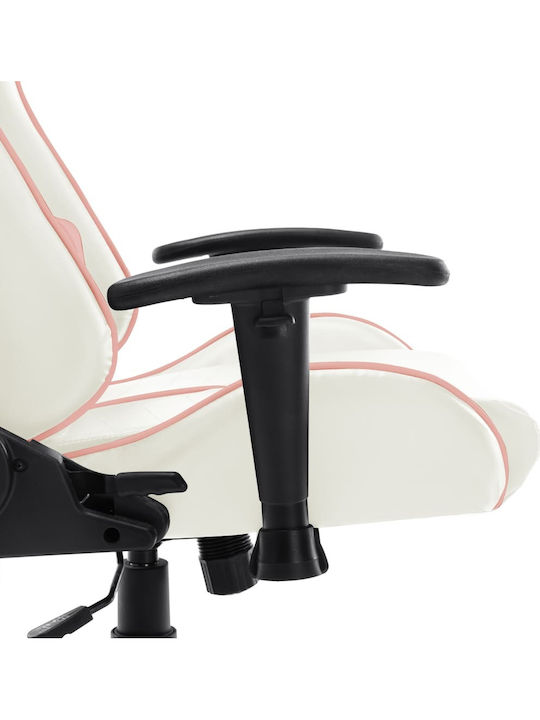 vidaXL 20534 Scaun Gaming Din piele ecologică cu Brațe Reglabile Alb/roz