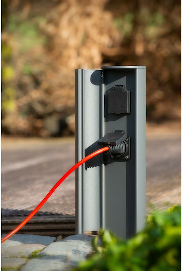 Lucide Lightning Διπλή Επιδαπέδια Πρίζα Ρεύματος Στεγανή με Καπάκι Μαύρη