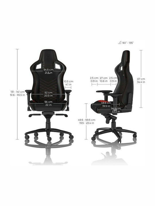 Noblechairs Epic Καρέκλα Gaming Δερματίνης με Ρυθμιζόμενα Μπράτσα Μαύρο/Κόκκινο