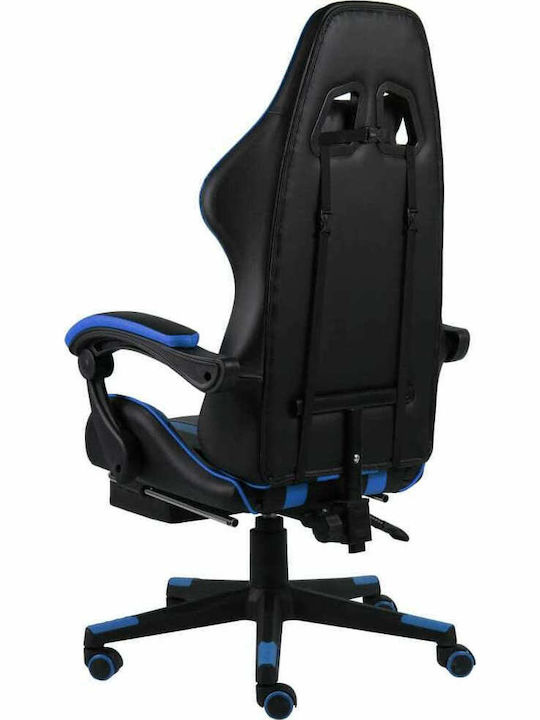 vidaXL Racing Artificial Leather Gaming Chair with Footrest Blue