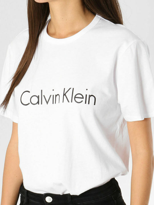 Calvin Klein Χειμερινή Γυναικεία Βαμβακερή Μπλούζα Πιτζάμας Λευκή