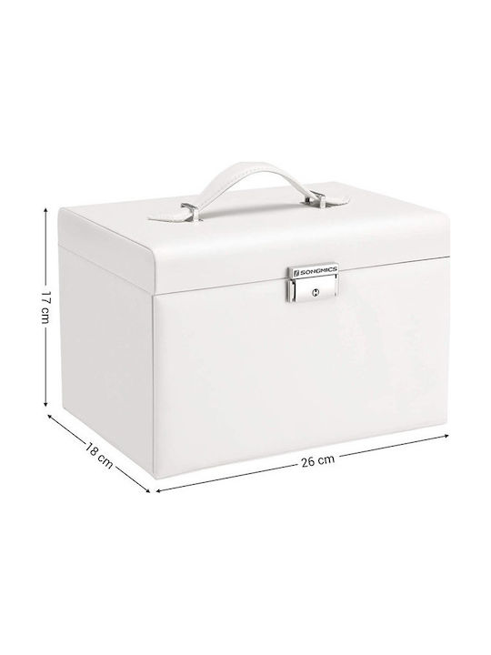 Songmics Jewellery Box Metal with Drawer & Mirror 26x18x17cm JBC121W