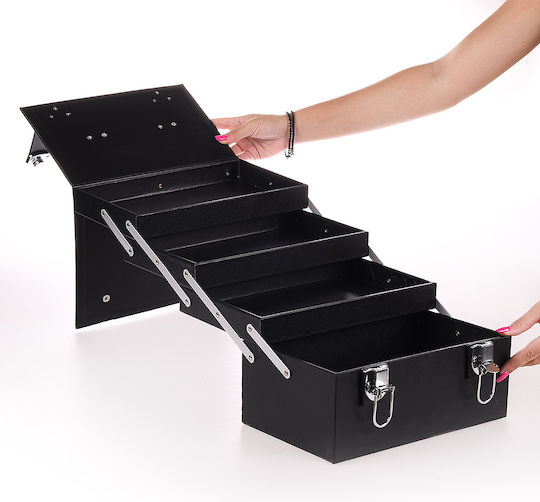 Artificial Leather Cosmetic Case Black H20.8xW26.8xD16.2cm