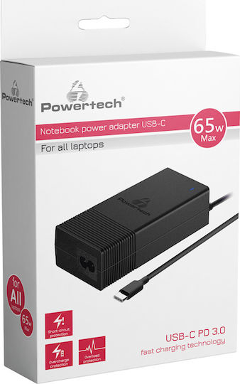 Powertech USB-C Universal Laptop Charger 65W 20V 3.25A without Power Cord