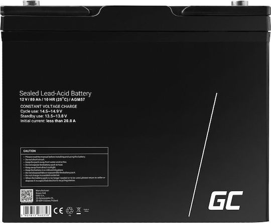 Green Cell Μπαταρία UPS με Χωρητικότητα 80Ah και Τάση 12V AGM57