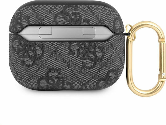 Guess Script Metal Logo Θήκη Δερματίνης με Γάντζο σε Γκρι χρώμα για Apple AirPods Pro