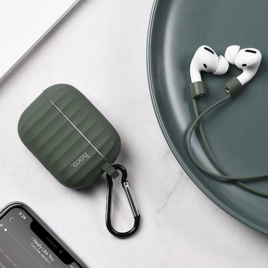 Hoco WB20 Fenix Liquid Калъф с кука в Зелен цвят за Apple AirPods Pro