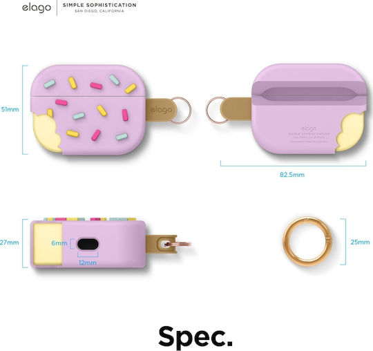 Elago Ice Cream Θήκη Σιλικόνης με Γάντζο σε Μωβ χρώμα για Apple AirPods 1/2