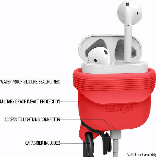Catalyst Waterproof Case Silicone with Hook Coral for Apple AirPods 1 / AirPods 2