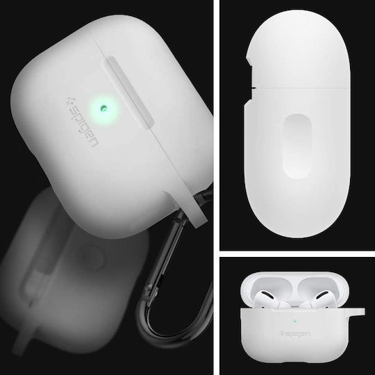 Spigen Silicone Fit with Carabiner Pro Silicone Case with Keychain White for Apple AirPods Pro