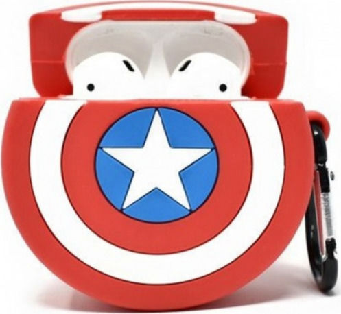 Captain America Shield Silicone Case with Keychain Multicolour for Apple AirPods Pro