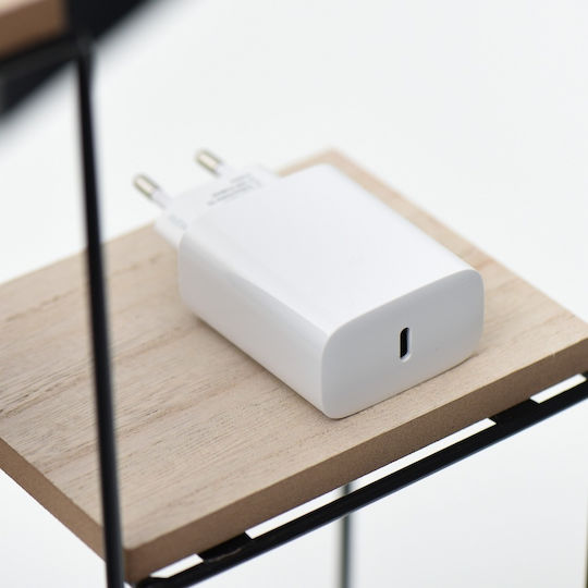 Forcell Φορτιστής με Θύρα USB-C και Καλώδιο USB-C - USB-C 25W Power Delivery Λευκός (5903396108099)