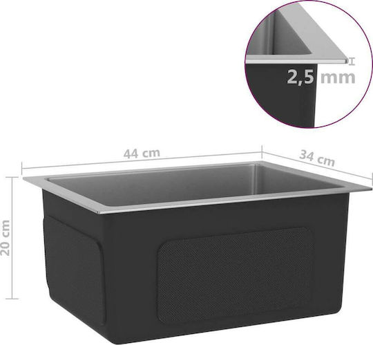 vidaXL Ένθετος Νεροχύτης Inox Σατινέ Μ44xΠ34cm Ασημί