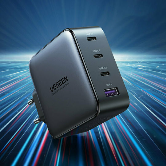 Ugreen GaN Wireless Charger with USB-A Port and 3 USB-C Ports 100W Power Delivery / Quick Charge 4+ Black (CD226)