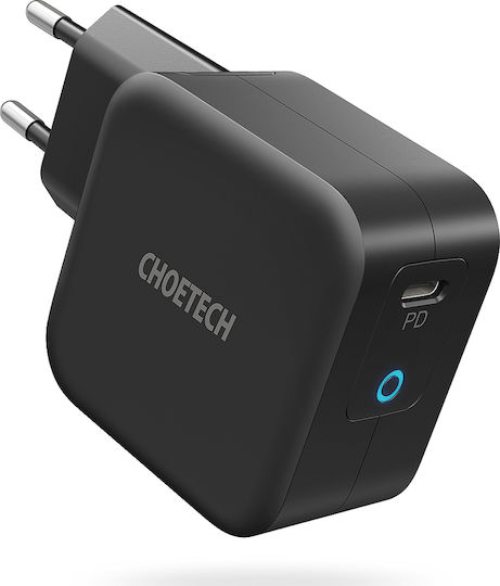 Choetech Φορτιστής με Θύρα USB-C και Καλώδιο USB-C 60W Power Delivery Μαύρος (Q6006)