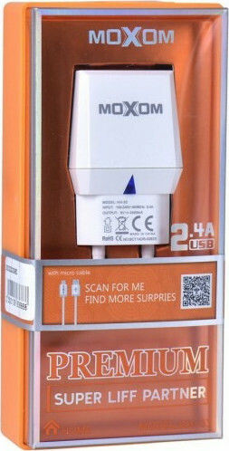 Moxom Charger Without Cable with USB-A Port Whites (KH-33)
