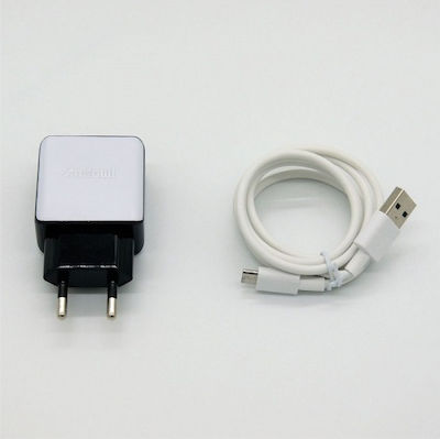 Andowl Charger with 2 USB-A Ports and Cable Lightning White (DT-T01)