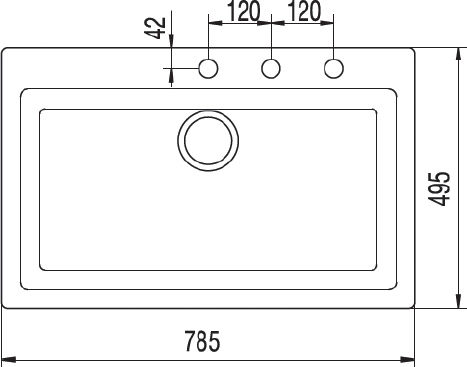 Crown R-81 Economic 6881 Ένθετος από Συνθετικό Γρανίτη Μ78.5xΠ49.5cm