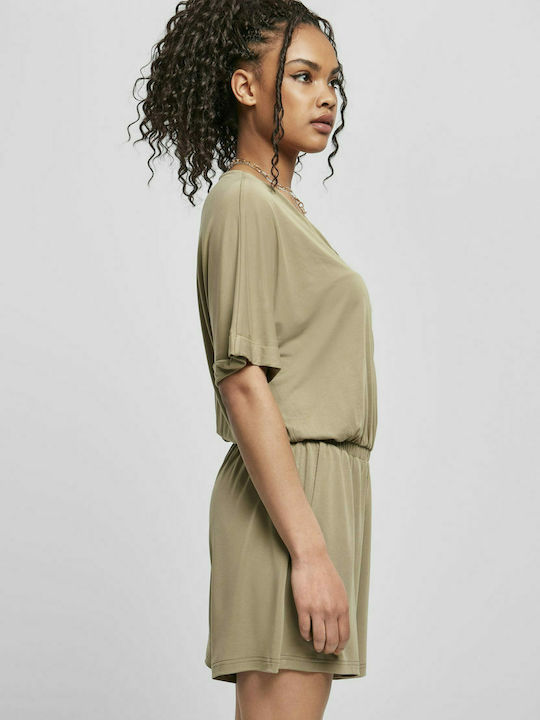 TB4370 Women's Short Sleeve One-piece Shorts Khaki