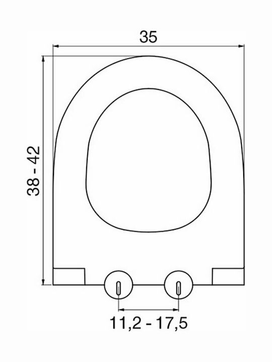 Elvit Capac WC Subțire Închidere lentă din plastic 38-42x35cm Alb