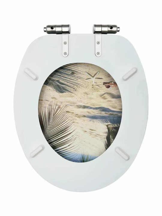 vidaXL Wooden Toilet Seat Soft Close 42.5x35.8cm Beach