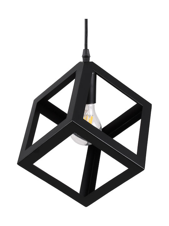 GloboStar Cube Adjustable Pendant Ceiling Light Black Grid with E27 Socket 25x25x25cm
