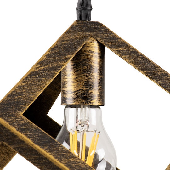 GloboStar Cube Hanging Ceiling Light Bronze with E27 Socket 25x25x25cm