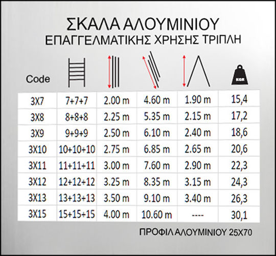Pankoskal Triplu Scara combinata Aluminiu 3x11