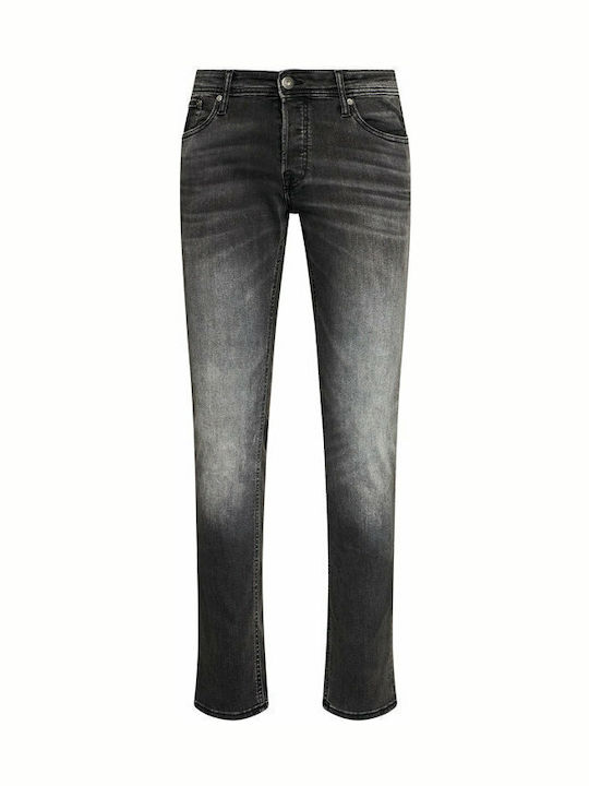 GLENN Men's Jeans Pants Elastic with Slim Fit Black