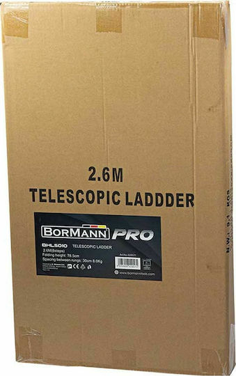 Bormann Pro Teleskopische Leiter Aluminium 8 Stufen mit maximaler Höhe 2.6m BHL5010 029571
